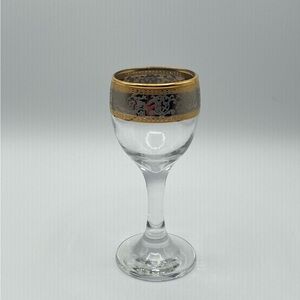 Set of 4 Vintage Crystal Stemware Cordials Baroque Gold and Platinum 24 kts Gold